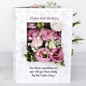 80th Birthday Flowercard - Pink Lizzie Blossoms (80th Magic)
